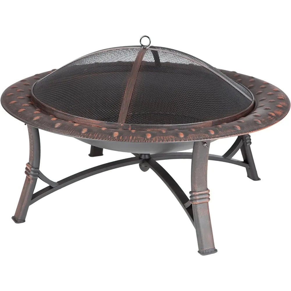 Fire Pit, Steel Legs Wood Burning Lightweight Portable Patio Outdoor Firepit, Backyard Fireplace Included Screen Lift Tool