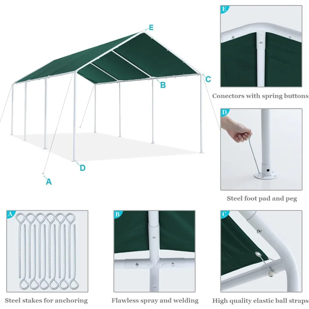 Camping Tent for Carport Garage, Car Boat Shelter, Party Tents Shed, Garden Buildings Supplies, Home,  10x20 FT