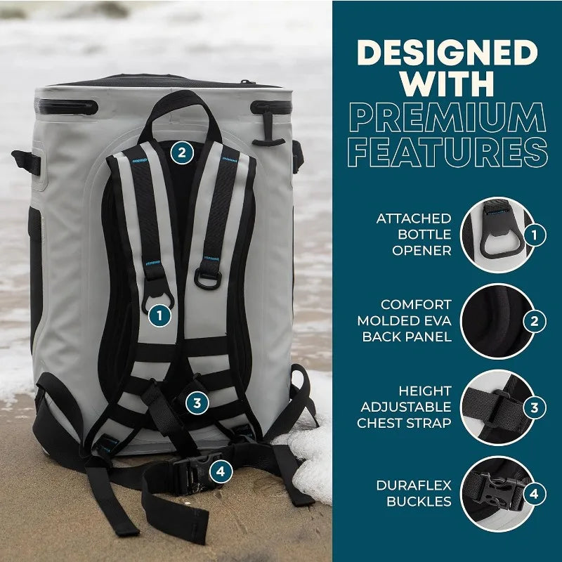 Insulated Backpack Cooler Holds 24 or 35 Cans for 72 Hours - Perfect Lunch or Drink Bag for Camping, Hiking, Fishing, Kayaking,