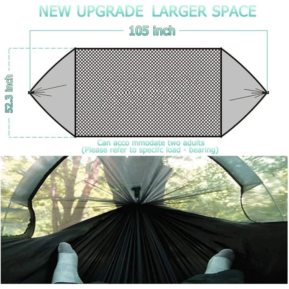 Camping Hammock with Mosquito Net and Rain fly Cover,2 Persons 4 in 1 Lightweight Back packing Ground Hammock Tent