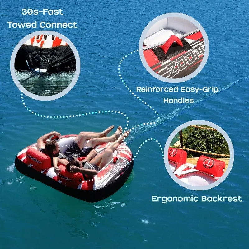 Towable Tubes for Boating 2 Person, Safety Inflatable Water Sport Towables