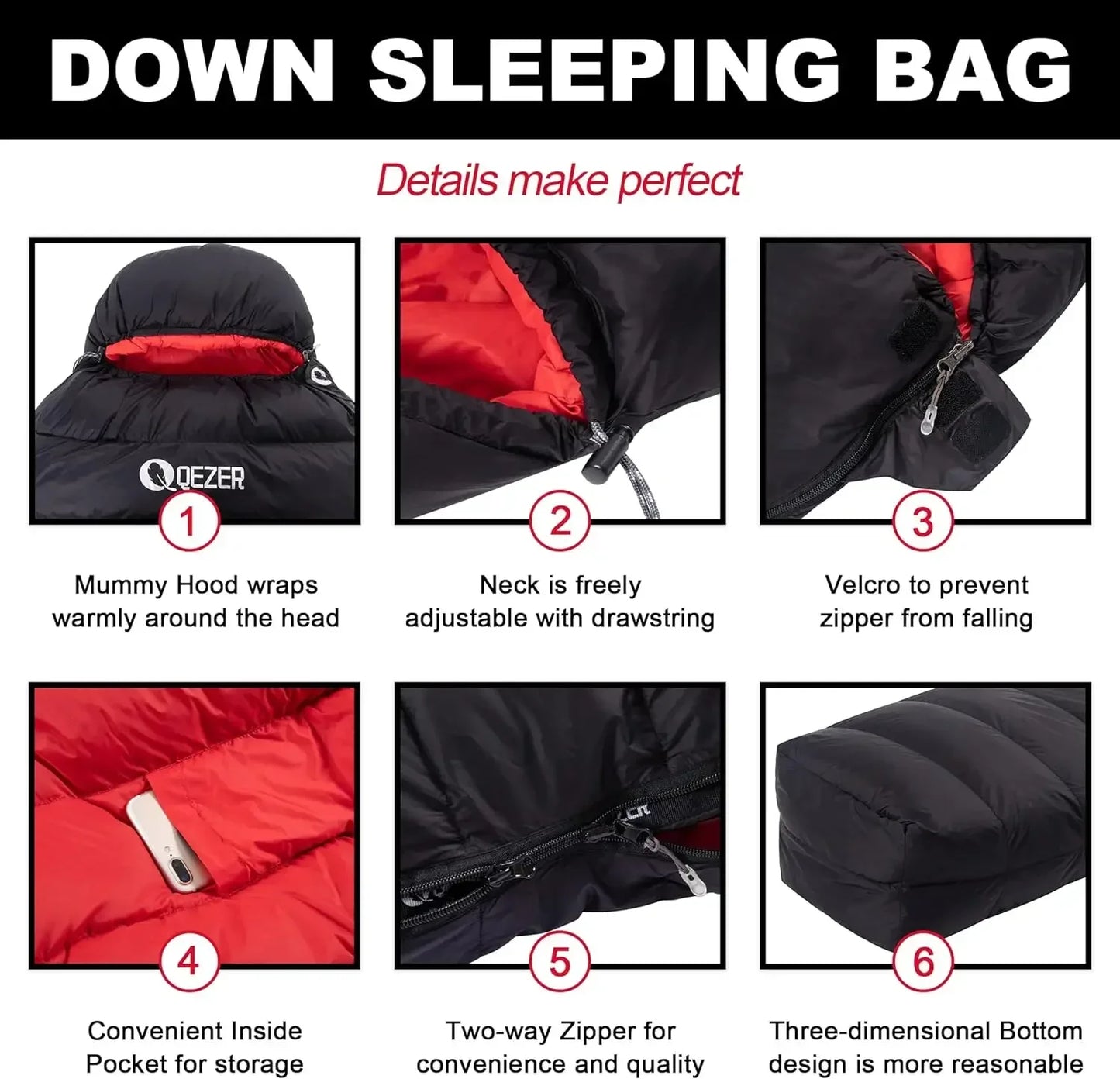 Ultralight Down Sleeping Bag for Adults with 600 Fill Power, Compact Sleeping Bag with Compression Sack for Backpacking