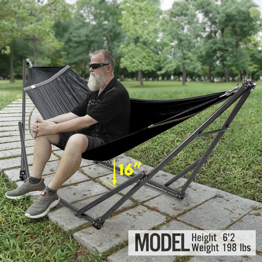 Double Hammock With Stand Included for 2 Persons/Foldable Hammock Stand Portable Case - Inhouse Camping Outdoor