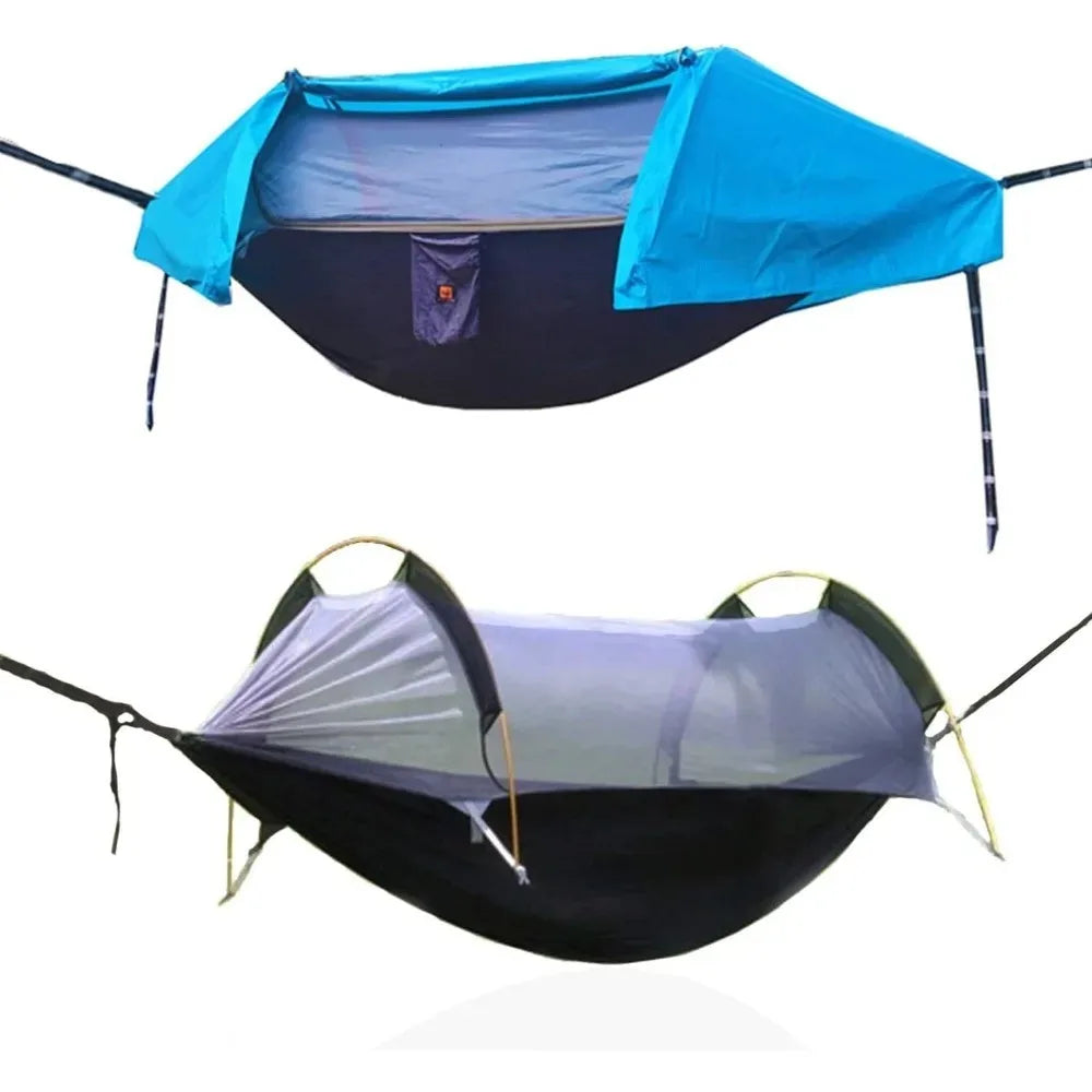 Camping Hammock with Mosquito Net and Rain fly Cover,2 Persons 4 in 1 Lightweight Back packing Ground Hammock Tent